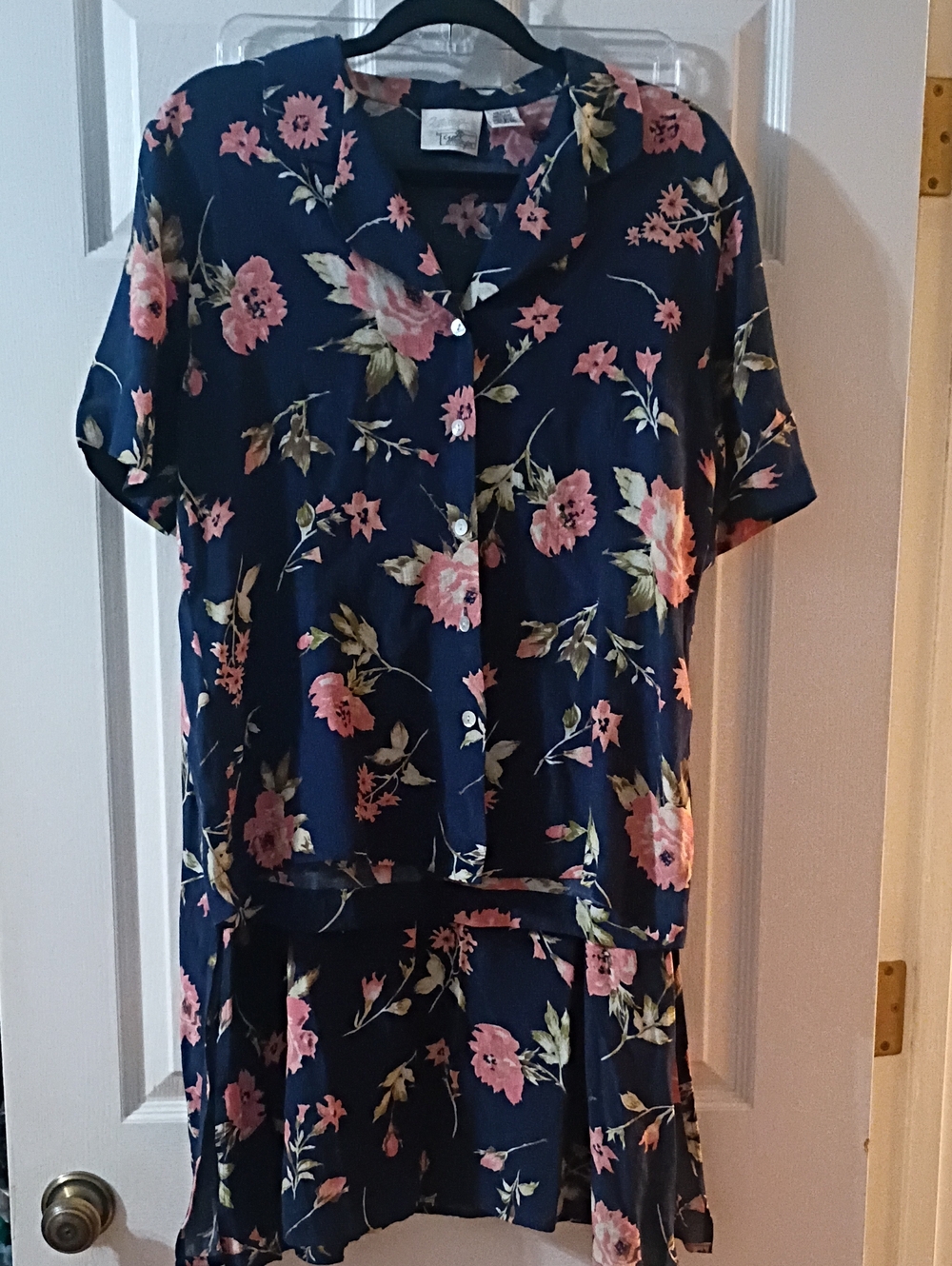 Worthington Navy Floral Button-Up Top